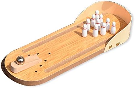 Desktop Bowling Toy - Ceavis Mini Desktop Bowling Game Set Wooden Bowling wih Metal Pin Ball Kids Interactive Games