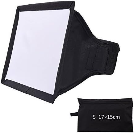 LITFAD 7x6inch /17x15cm Universal Foldable Flash Diffuser Light Softbox Kit with Rubber ANTI-SLIP Grip and Waterproof Storage Bag for Canon, Yongnuo, Nikon, Sony and other DSLR Camera Speedlight