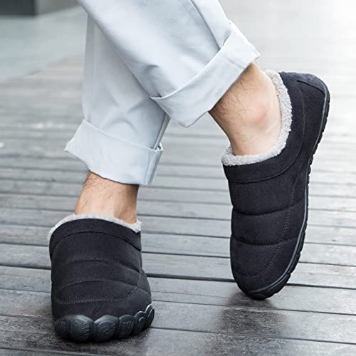 Josaywin Men's Wide Toe Slippers with WoolLike Lined Microsuede Anti