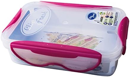 Laken Clip Fresh Food Storage Container Lunchbox 0.6L 2.5 Cups Rectangular Pink