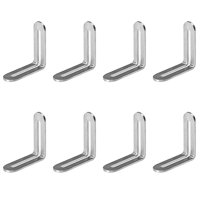8Pcs Sliver Slotted Brace,Stainless Steel Corner Brackets,L Corner Braces,58*58mm Adjustable Angle Corner Brace for Furniture
