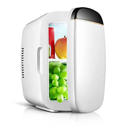 Click Here to See More Images Car Refrigerator Jadeking@ 6L Refrigeration, Cold And Warm Car Dual-use Rapid Cooling 220V AC / 12V DC (Color : White)