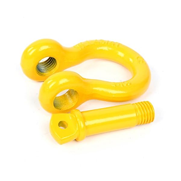 FreeTec D Ring SchÃ¤kel, 4,75t GroÃ Verzinkter Stahl SchÃ¤kel, 2 StÃ¼ck Geschweifte SchÃ¤kel mit Augenbolzen, Schwere SchÃ¤kel Abschleppen Heben Schekel fÃ¼r Pkw 4x4 Offroad Seilwinde (Gelb) – Bild 8