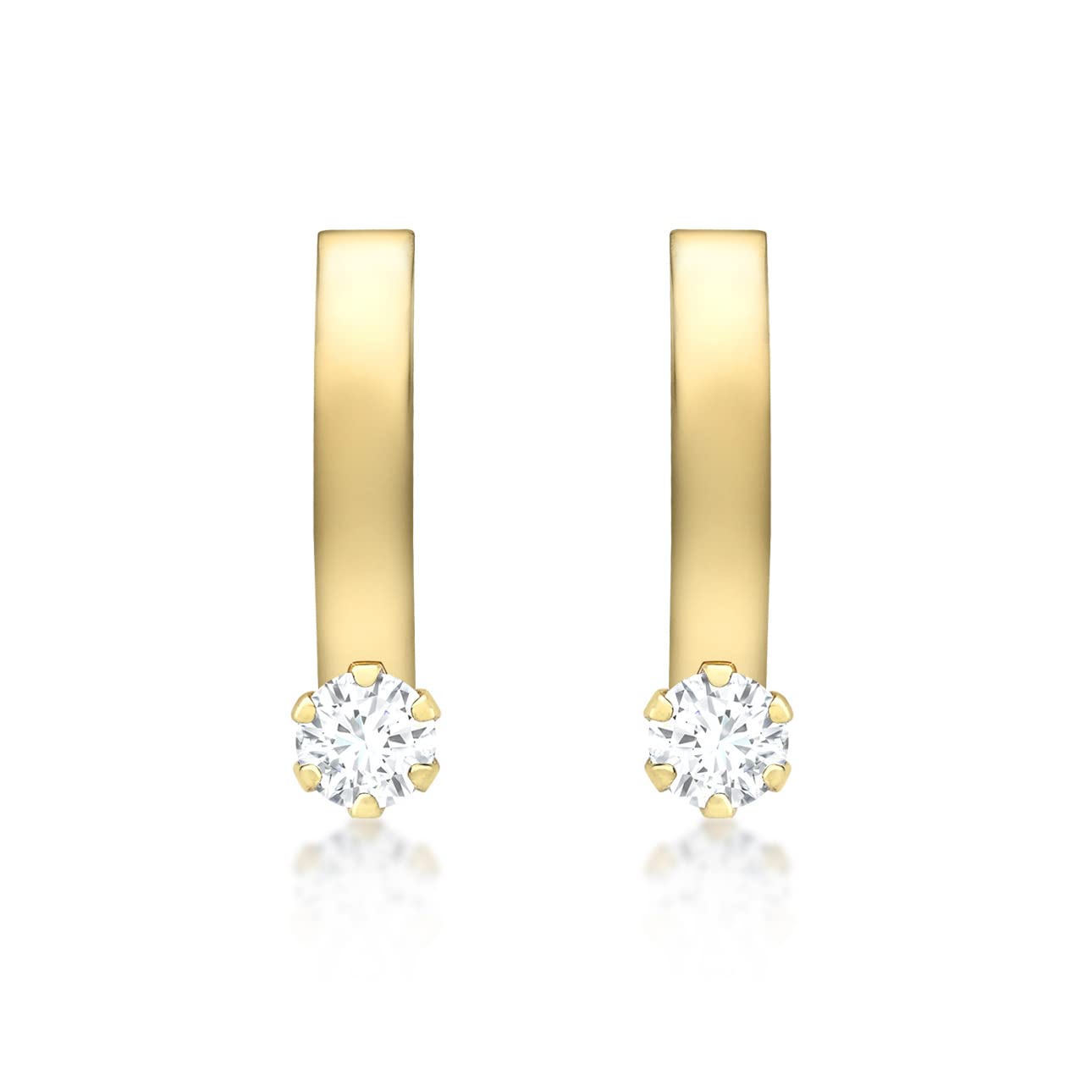 CARISSIMA Women's 9 ct Yellow Gold Cubic Zirconia Small Curved Band Earrings