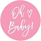 1.5-Inch Round Oh Baby Stickers - Set of 60 (Pink)