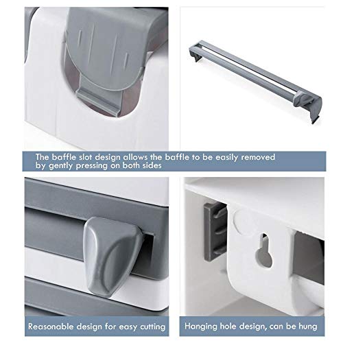 Goglor Wall-Mounted Paper Towel Holder with Shelf Adhesive Wall Mount 4-in-1 Plastic Wrap and Foil Dispenser with Spice Rack Cling Film Holder for Kitchen Shower Bathroom Organizer Storage - Thumbnail 5