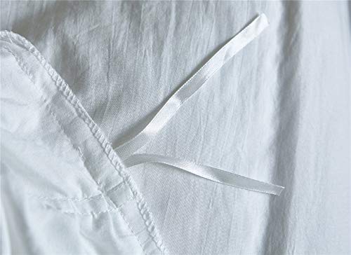 Moowoo Vintage Farmhouse Bedding, 3 Pieces Ruffle Duvet Cover Set 100% Washed Microfiber Romantic Mermaid Tail French Country Style Duvet Cover with Ties (White, King)