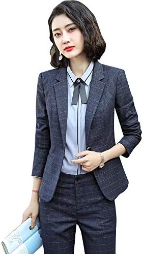 チェックスーツジャケットレデイースビジネス服OL出勤服入学卒業式スーツセット大きいサイズ(赤/ブルー/黒S-4XL)