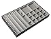 JackCubeDesign 21 Compartments Stackable Synthetic Leather Jewelry Tray Earring Necklace Bracelet Ring Organizer Display Storage Box(Set of 1, Black, 16 x 9.6 x 1.6 inches)- :MK212-1C