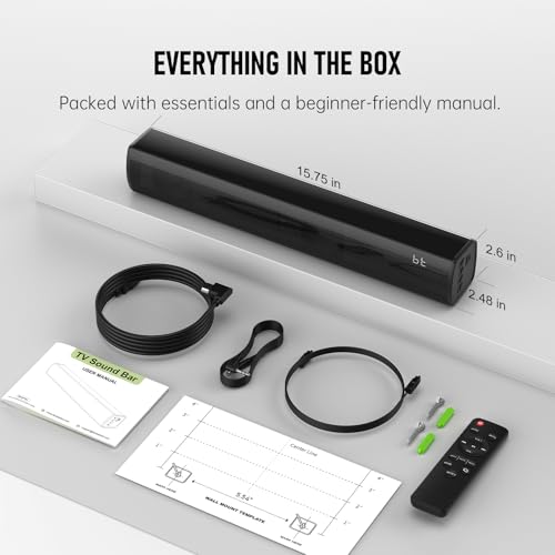 Bluetooth Wireless Surround Sound Bar, Sound Bar Wireless Surround Speakers, HDMI Sounds Bars Smart TV HDMI(ARC) OPT AUX USB 2.0ch 3 Modes Home Theater Sounds System TV/PC/Gaming/Projector, SpaceBlack