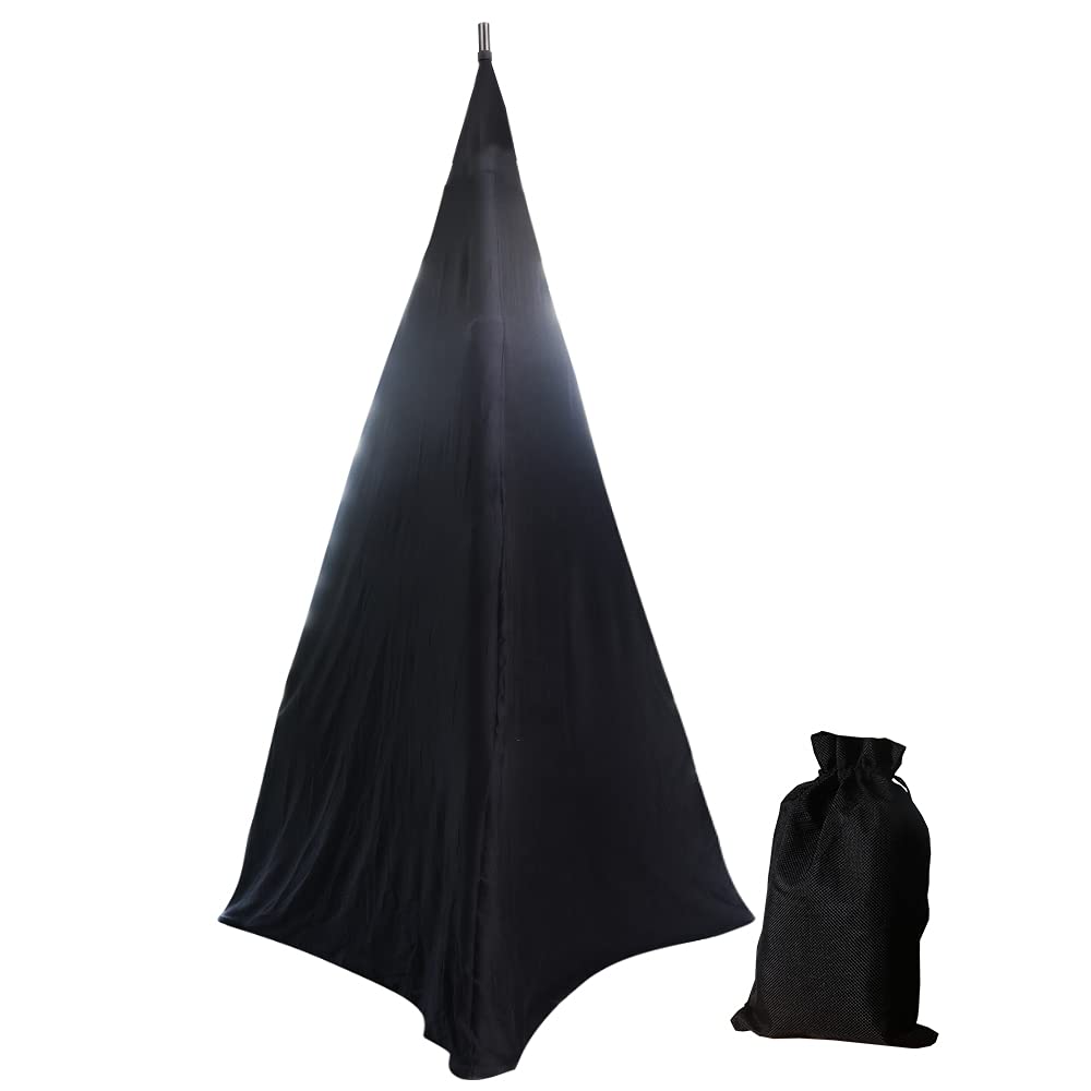 BOSKING Speaker Stand Cover Stretchable Spandex 3 Sided Floor Speaker Tripod Support Stands Scrim Covers for Speaker/Lighting (Black, 1)