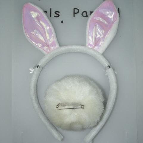 White & pink bunny rabbit headband set