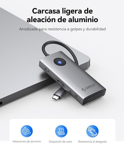 Docking Station, 6 EN 1 Hub USB C con HDMI 4K+ PD100W + 4 Puertos USB 3.0, Multipuerto USB 3.0 Adaptador Compatible con MacBook/DELL/HP/Surface