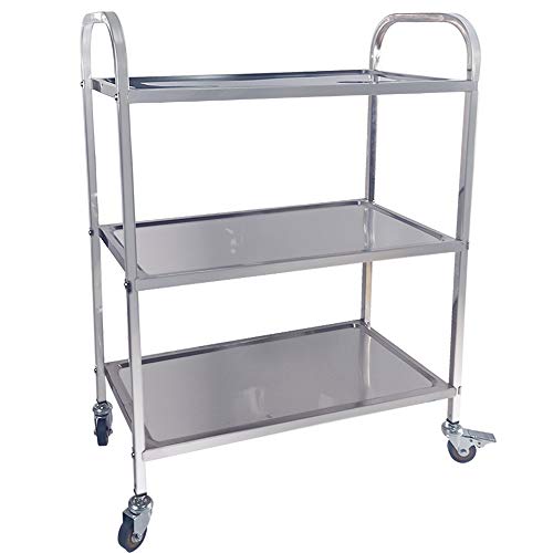 TAIMIKO Utility Cart, Stainless Steel 3-Shelf Kitchen Trolley for Restaurant Catering Kitchen Up to 300 lbs Capacity, Stainless Steel Carts Four Sizes for Your Choose (L24.6W12.4H31.5'') - Thumbnail 4