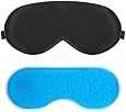 Sleep Mask, PLEMO Eye Mask Set with Gel Pack, Breathe-Easy Eye Mask Shade for Bedtime Travel Snoring, Cool / Warm Therapy, Perfect for Insomnia, Puffy Eyes & Dark Circles, Black