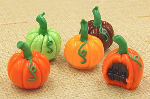 Pumpkin Art Glass Mango Chocolate Halloween Handmade Gift Seasonal Gourd Table Décor Fall Autumn