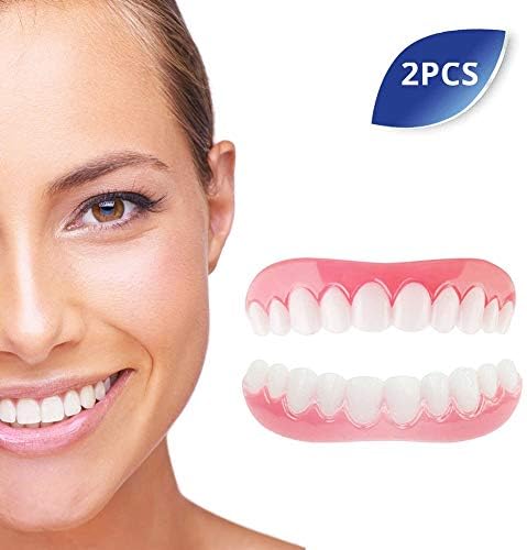 Cosmetic Teeth Snap on Instant Smile Veneers Temporary Comfort Fit Flex Simulated Denture Top and Bottom for Bad Tooth Makeover and Confident Smile