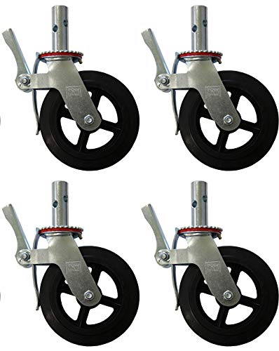 A Set of 4 Wheel 8" Caster with Cast Iron Hub 1 3/8" Caster Wheel With 2 Lock-in Brakes Scaffolding Rolling Tower CBM1290 - Thumbnail 7