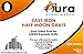 Aura outdoor products Half Moon Cast Iron Reversible Grate for Large Big Green Egg or Any 18 Inch Ceramic Grill