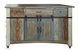 BurlesonHomeFurnishings Anton Multi Color Sliding Barn Door Kitchen Island