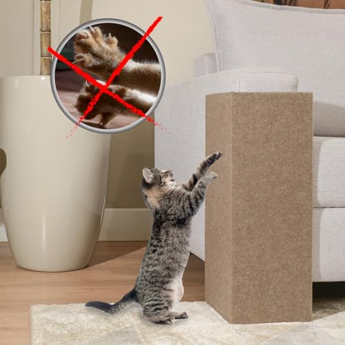Arranhador Pet Gatos Cama Box e Canto De Sofá Com 2 Peças Montado MDF Premium (Bege)