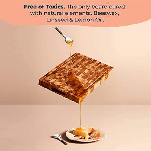 Large End Grain Butcher Block Cutting Board [2" Thick] Made of Teak