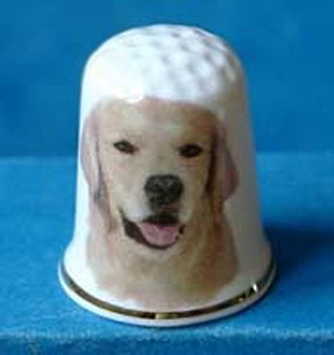 Porcelain China Collectable Thimble -- Golden Retriever Dog