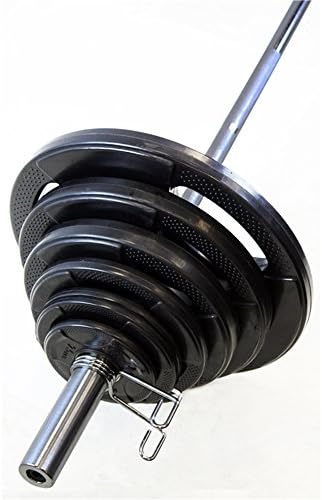 Harvil 300-Pound Olympic Weight Set. Includes Complete Set of Rubber Encased Grip Plates, 7 Feet Weight Bar, and Spring Collars