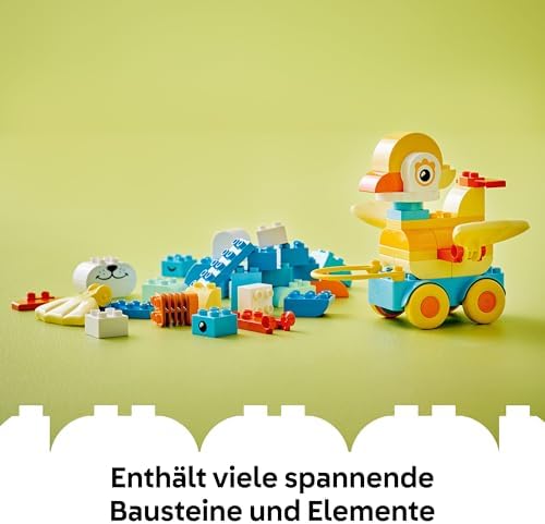 DUPLO Town Tiere auf Rädern 3-in-1-Set - Montessori Spielzeug zum Bauen von Ente, Fisch oder Hund mit Rädern und Ziehgriff - Geschenk für Mädchen und Jungen ab 2 Jahren - 10448