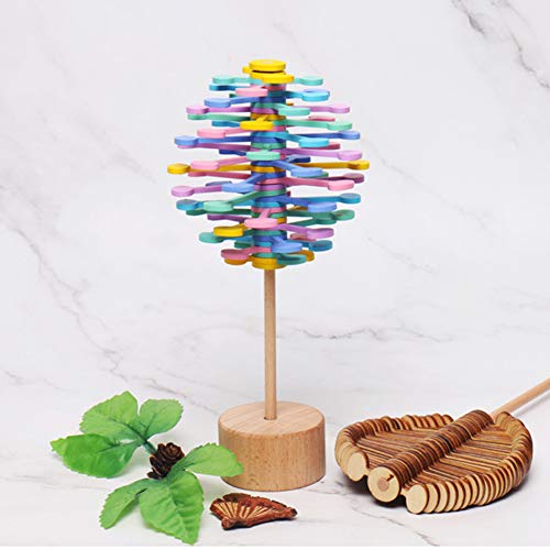 MeetUs Christmas Magic Rotating Toy Wooden Rotary Relief Bar Stress Relief Toys Puzzle Desk Fun Decompression Toy for Children and Adults,Home and Office Decor
