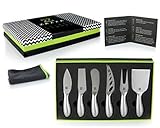 Zazza 6 Piece Cheese Knife Set with Microfiber Cleaning Cloth   