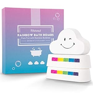 Rainbow-Bath-Bombs-Gift-Set-Ribivaul-Handmade-Bath-Bombs-with-Natural-Organic-Ingredients-Vegan-Fizzy-Spa-to-Moisturize-Dry-Skin-Ideal-Gift-Kit-Option-185-g-x-3-Pcs Rainbow Bath Bombs Gift Set, Ribivaul Handmade Bath Bombs with Natural & Organic Ingredients, Vegan Fizzy Spa to…
