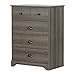 South Shore Volken 4-Drawer Chest Dresser-Gray Maple