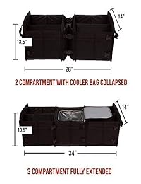 Tuff Viking   Organizador de cajuela para auto, camión, camioneta, camión, organizador de alimentos para SUV, auto, minivan, Jeep, accesorios 4 en 1 convertible, con bolsa térmica integrada a prueba de fugas y correa de sujeción