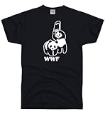 DirtyRagz Men's WWF Funny Panda Bear Wrestling T Shirt BLACK