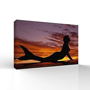 Canvas Wall Art Elegant Mermaid Pictures Home Wall Decorations for Bedroom Living Room Paintings Canvas Prints Framed - 12x18 inches