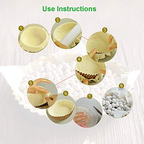 AQIMY Baking Ceramic Pie Weights 10mm Reusable Pie Crust Weights Natural Ceramic Stoneware with Drawstring Bag, 1.2LB