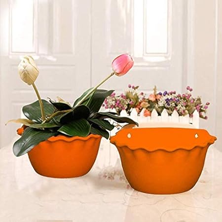 Antier 12 Inch Garden Essential Plastic Wall Mounted Balcony Platinum Planter Pots (Pack of 1)