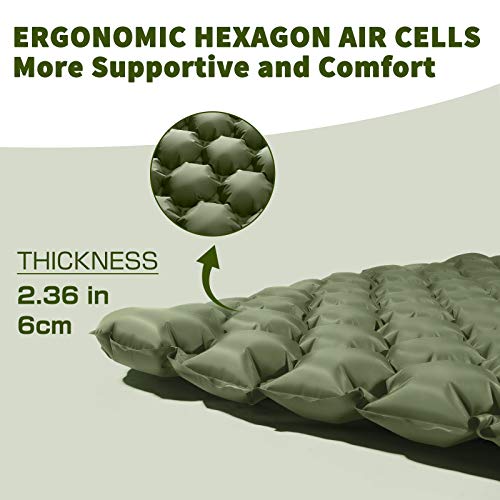 VOLADOR Double Sleeping Pad, Foot Pump Inflating Camping Mat for Two Person, Portable Outdoor Inflatable Air Mattress for Backpacking Hiking, Travel, Tent