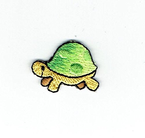 Mini/Small Turtle - Green Spots on Shell - Walking Left - Iron on Applique - Embroidered Patch