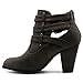 Premier Standard - Women's Buckle Strap Block Heel Ankle Booties, TPS Camila-62 v3 Brown Size 7