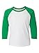 Next Level Big Boy's 3/4-Sleeve Rib-Knit T-Shirt, Small, Kelly/White