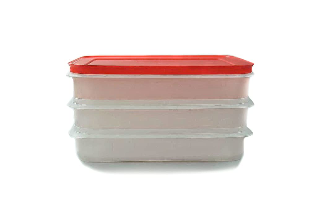Tupperware ze n Fresh 675 ml White/Red Flat 3 Containers 1 Lid