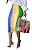 Bravepe Women's Office Colorful Dyeing Rainbow One Step Slim Midi Skirt