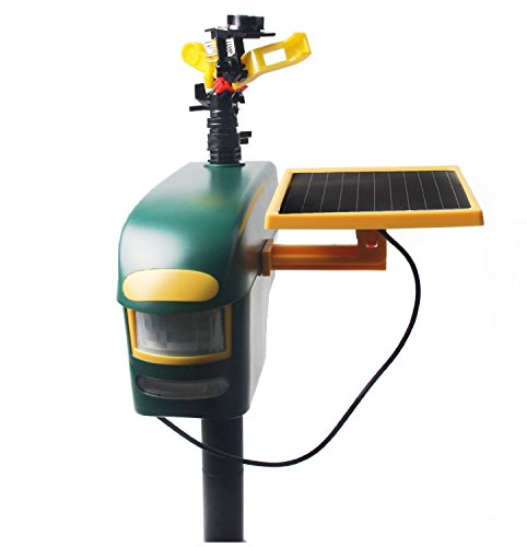 Solar Powered Wild Animal Repeller PIR Motion Activated Jet Spray Sprinkler ScareCrow