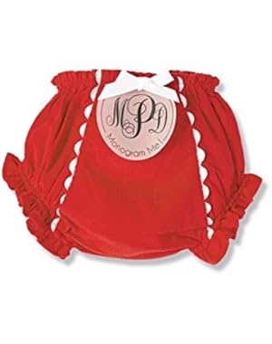 Holiday Monogram Me Christmas Baby Girl Red Corduroy Bloomers