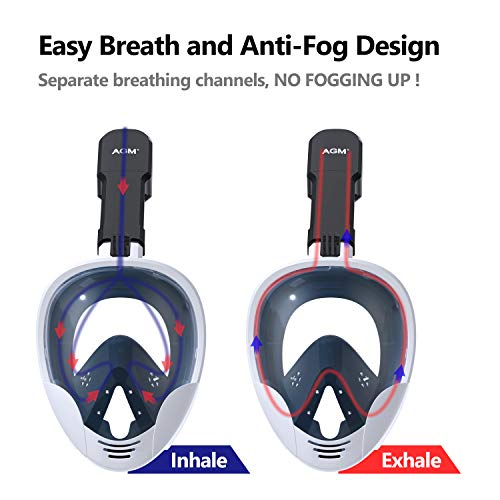 EVOLAND Snorkel Mask Full Face for Kids Youth, Diving Snorkeling Mask Anti-Fog Set with 180Â° View, GoPro Mount, Easy Breath Dry Top Design, Adjustable Head Straps