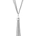 SpinningDaisy Multi Link Tassel End Statement Y Necklace Silver