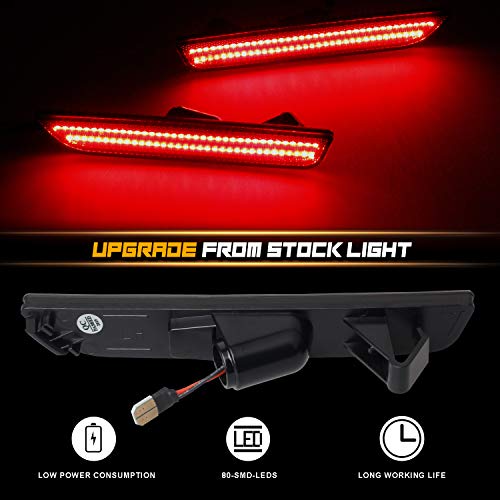 RUXIFEY Smoked LED Side Marker Lights Rear Sidemarker Lamps Compatible with Ford Mustang 2010 to 2014 Red - Pack of 2