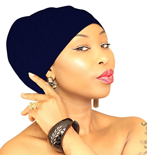 Women Urban Navy Head Wrap, Hijab, Headband, Jersey Scarf Doek HeadWrap